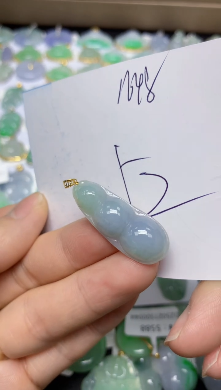 【闪购商品】翡翠18K金镶嵌挂件天然翡翠A货