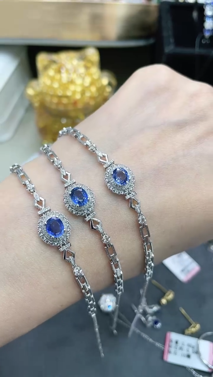 【闪购商品】蓝宝石手链18K金镶嵌多样性发其一