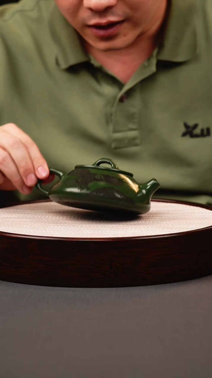 茶壶紫砂绿泥线瓢大展宏图