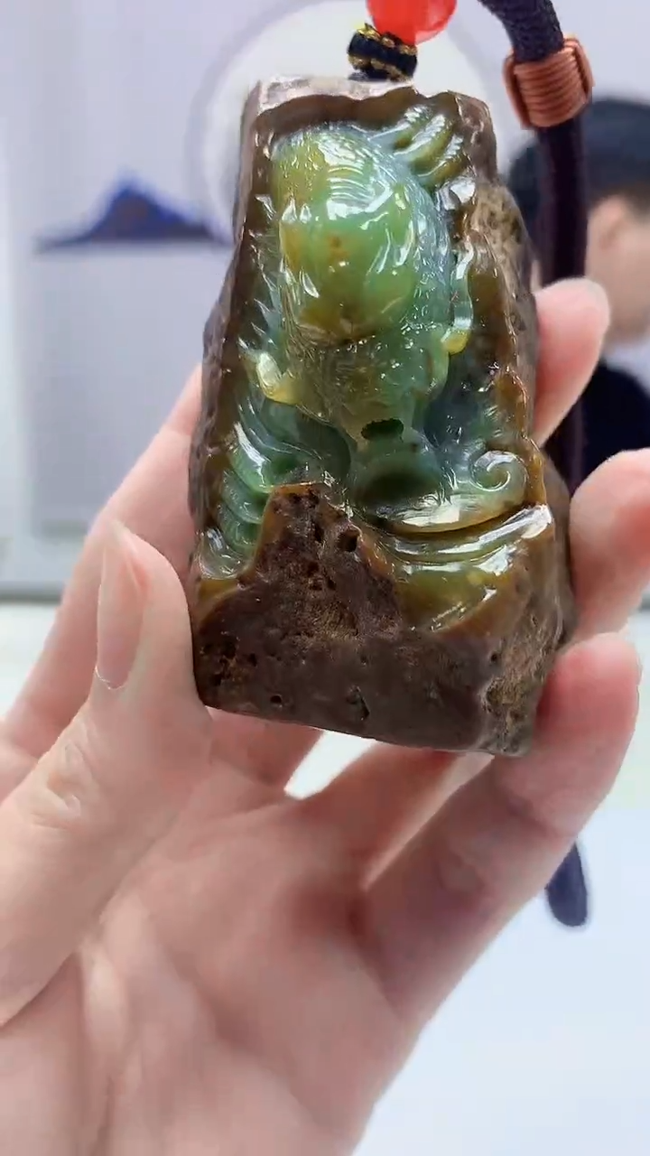 【闪购商品】定制翡翠未镶嵌4917zm-毛货挂件龙牌170