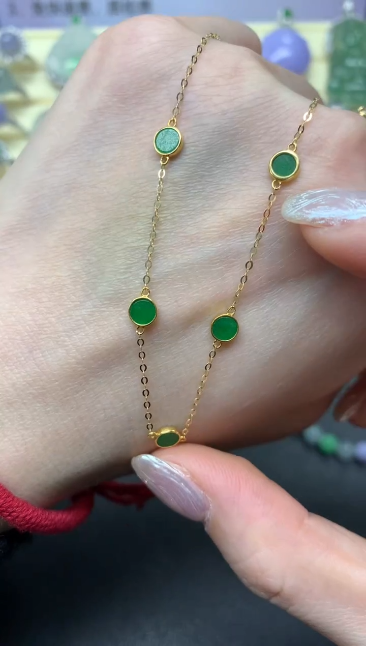 【闪购商品】翡翠项链18K金镶嵌项链|1200
