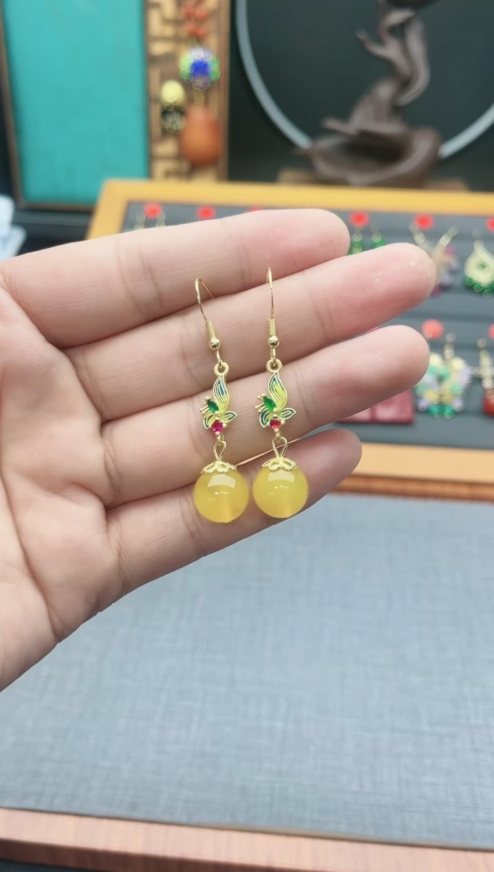 【闪购商品】玛瑙/玉髓耳钉银S925镶嵌318000