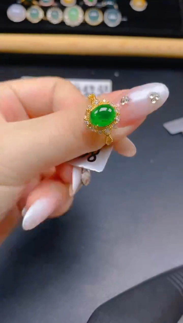 银S925镶嵌戒指翡翠33