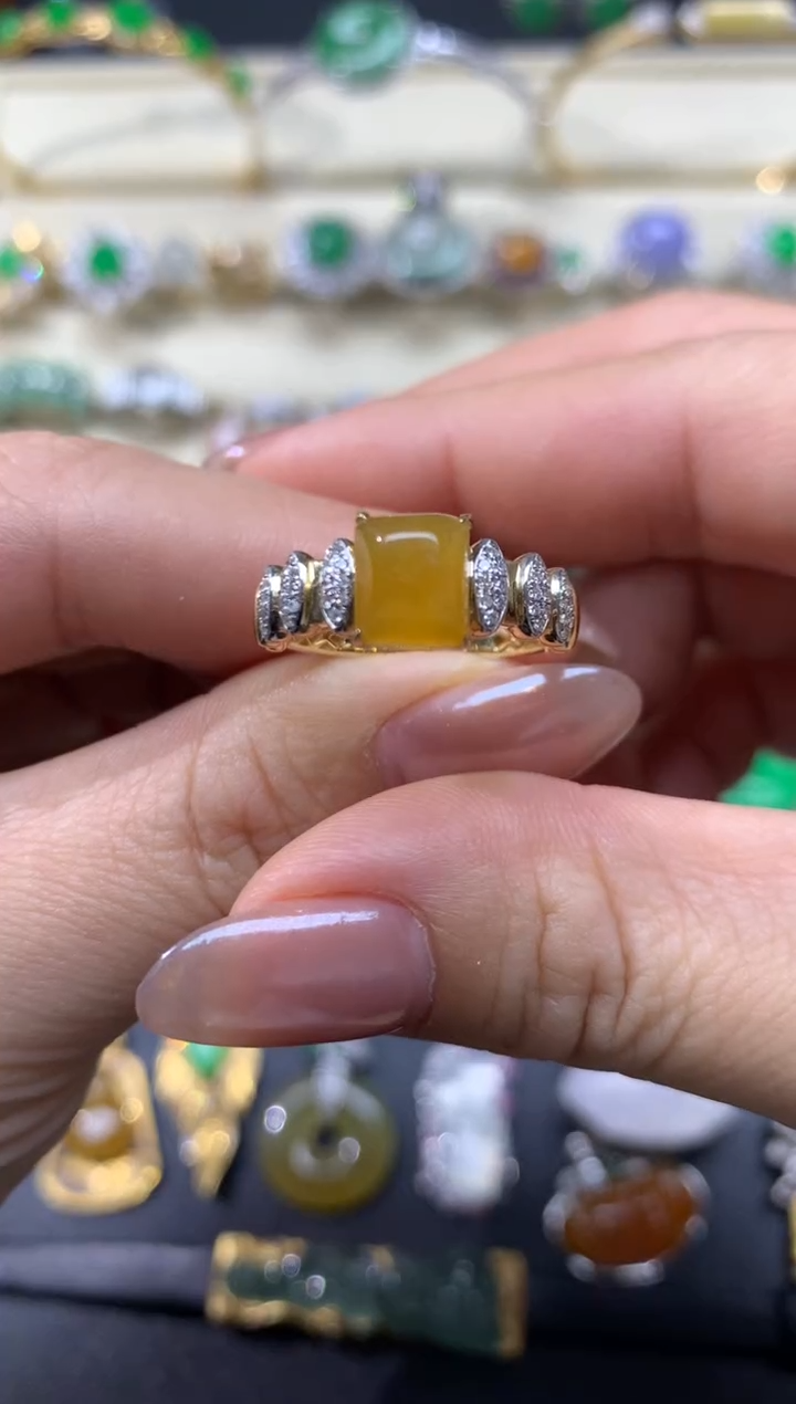 【闪购商品】翡翠颈饰18K金镶嵌戒指