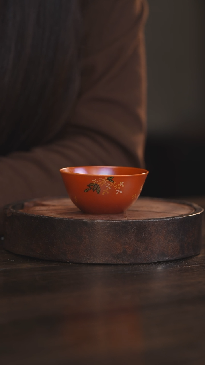 【闪购商品】杯32柴房陶瓷丨金红绘画鸡缸杯