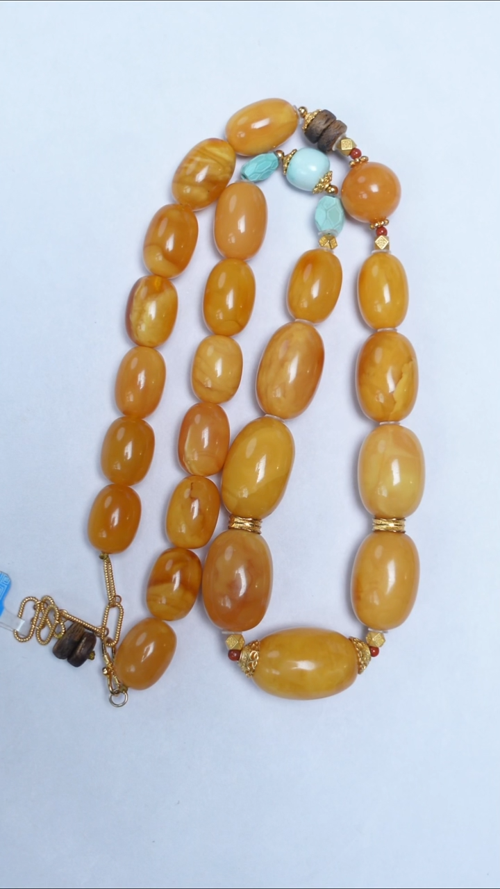 蜜蜡颈饰未镶嵌花蜡枣珠项链