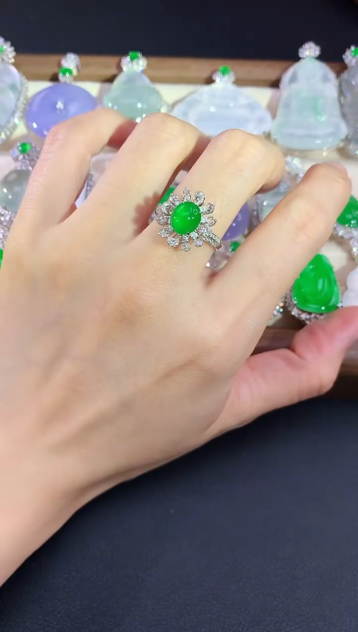 18K金镶嵌戒指翡翠264|17800