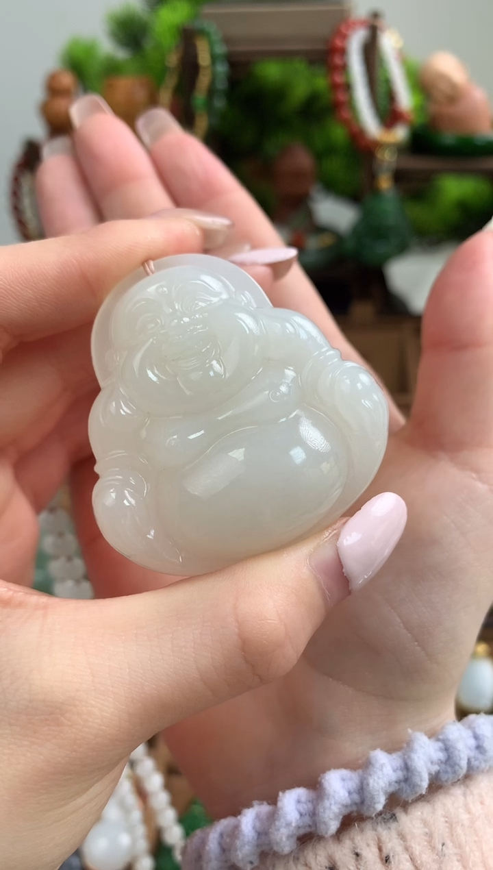 【闪购商品】和田玉颈饰18K金镶嵌吊坠47mm