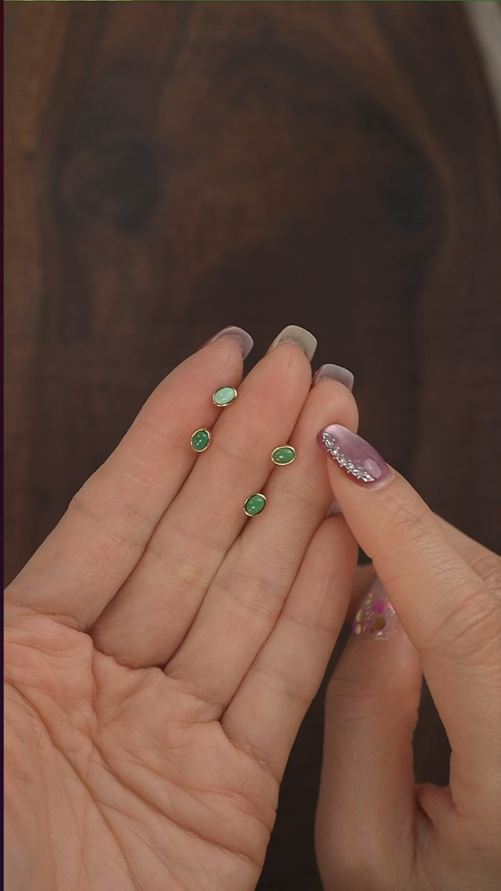 18K金镶嵌绿松石耳钉S5432-定制多样性发其一