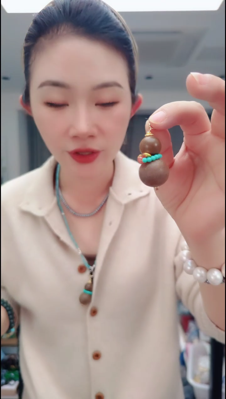 香榧木2346小葫芦一吊坠两耳钩