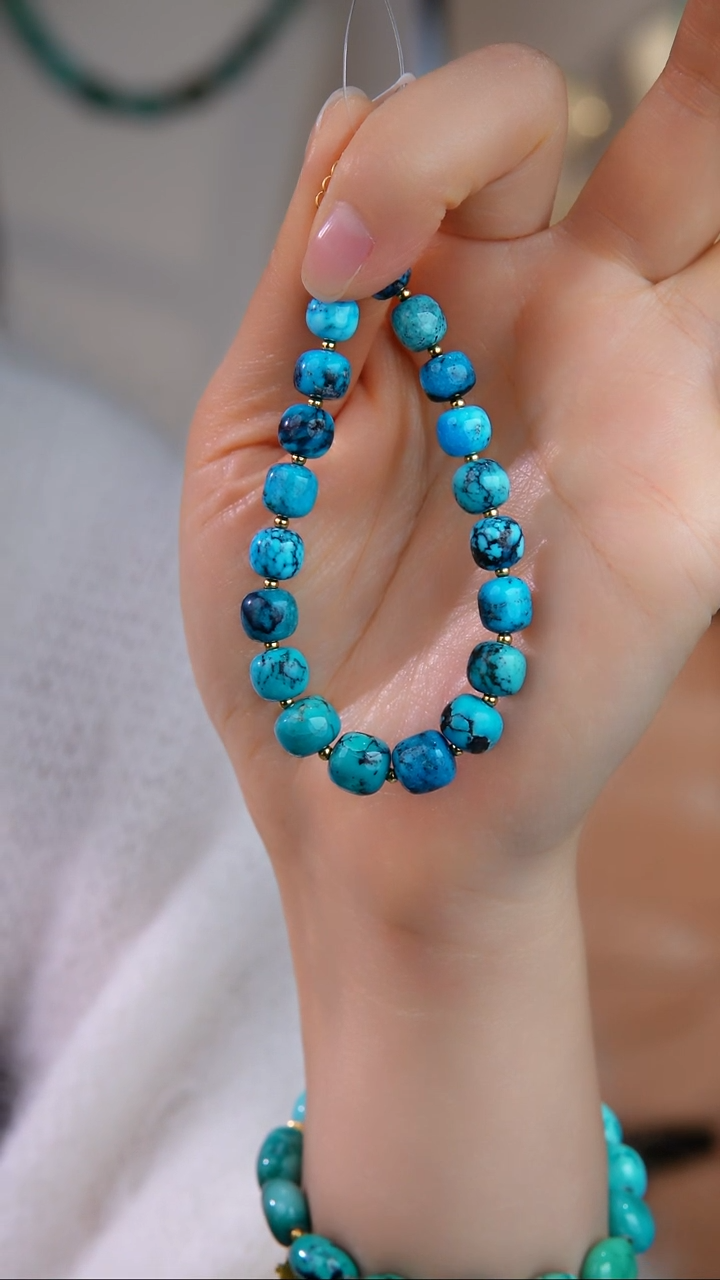 银S925镀金镶嵌绿松石手链1