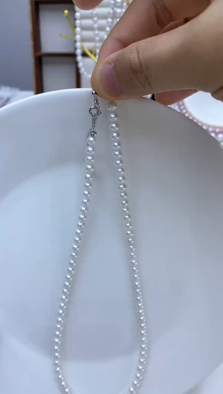 【闪购商品】淡水珍珠项链银S925镶嵌5-6