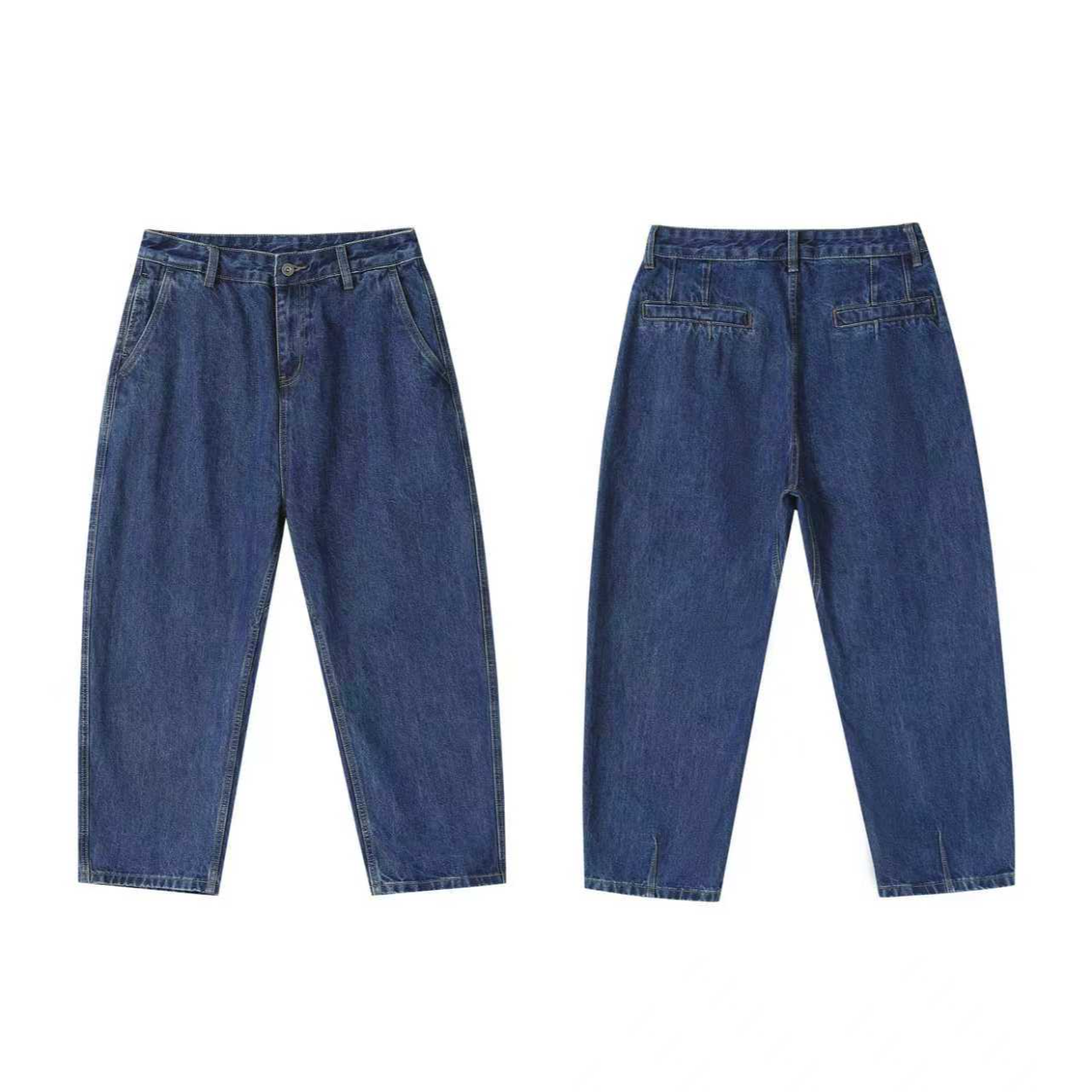 （早秋新款）美式潮牌重磅工装水洗弯刀做旧复古秋冬天牛仔裤男女