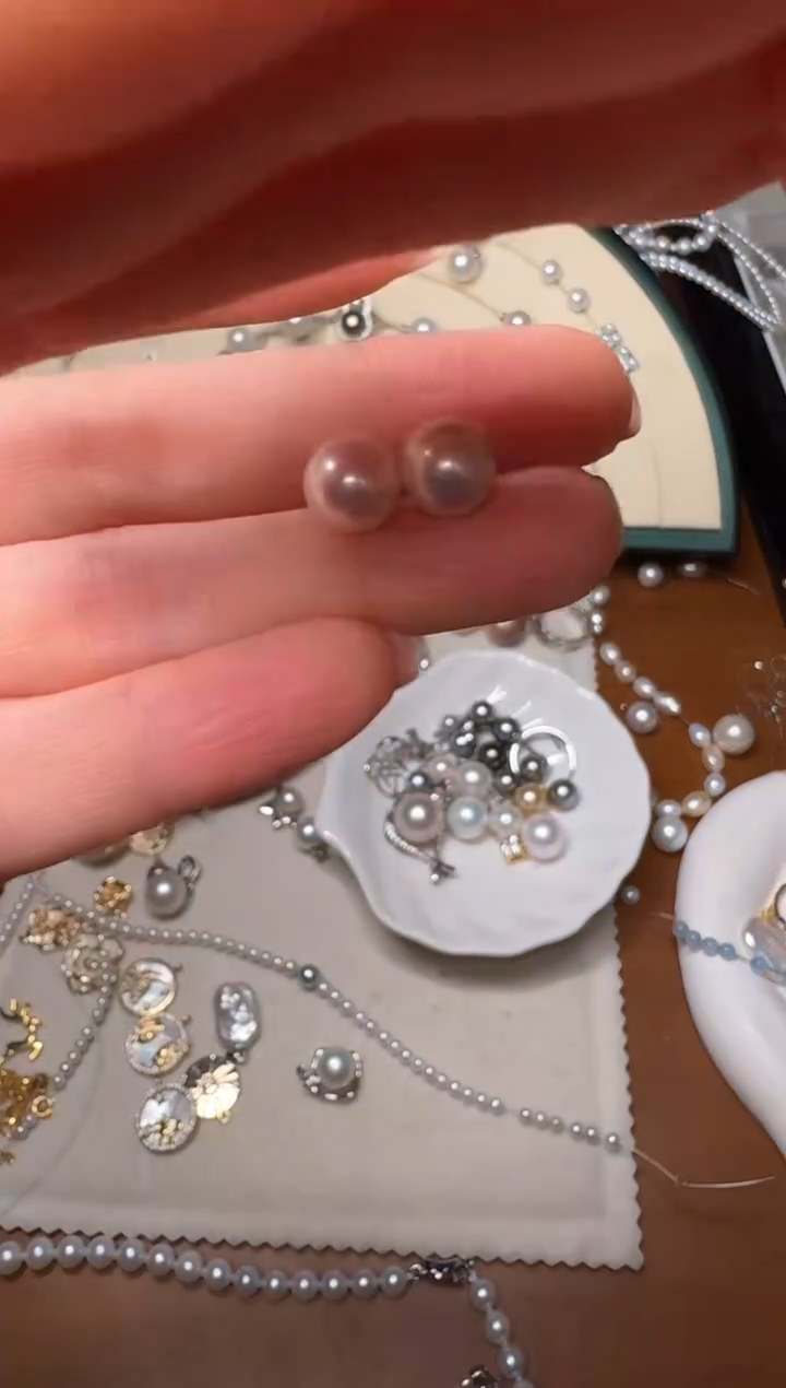 【闪购商品】淡水珍珠耳饰银S925镶嵌24号极光炫粉耳钉