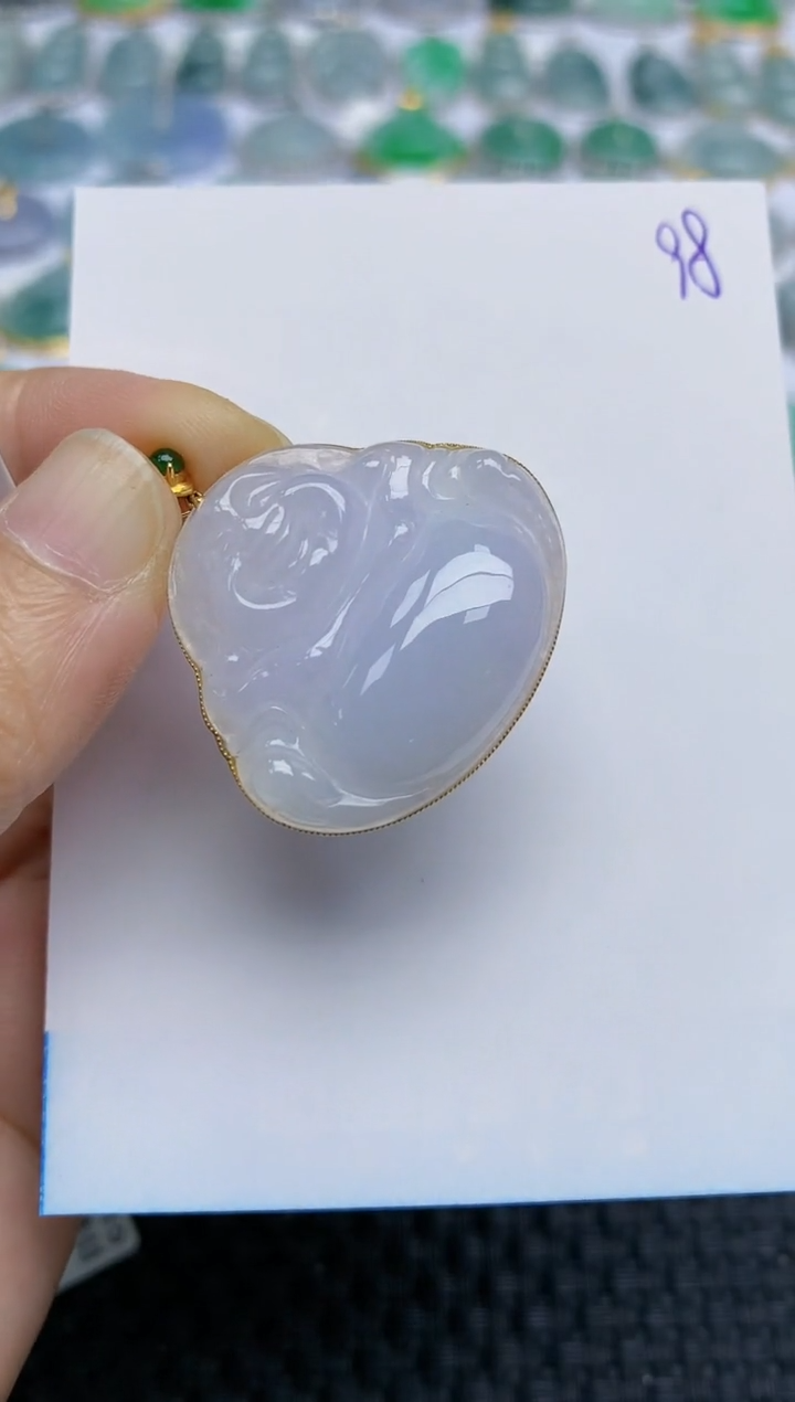 【闪购商品】翡翠挂件18K金镶嵌天然A货翡翠 98