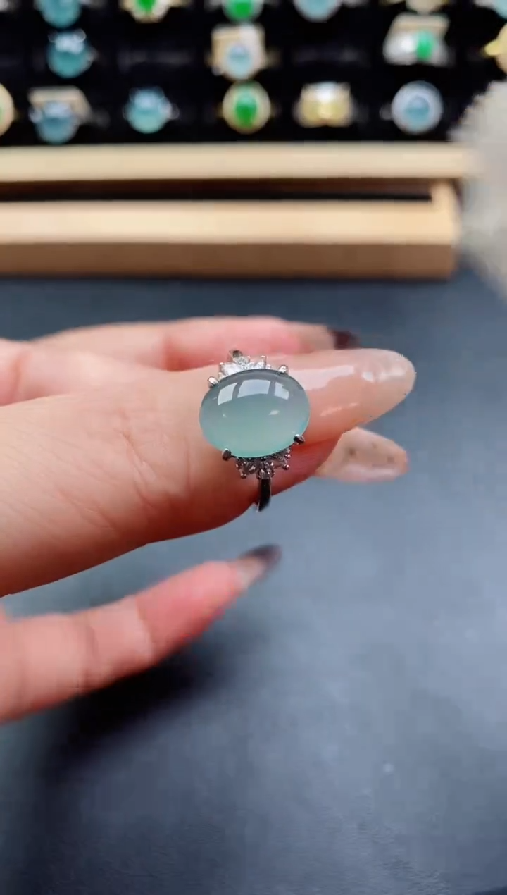 银S925镶嵌戒指翡翠1