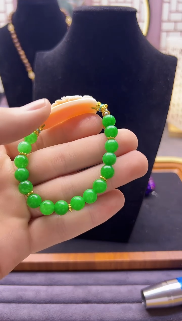 【闪购商品】翡翠手链14K金镶嵌S68         