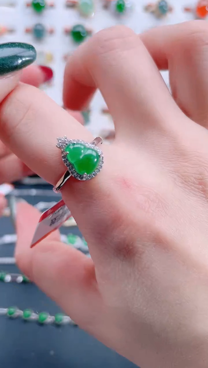 银S925镶嵌戒指翡翠天然翡翠