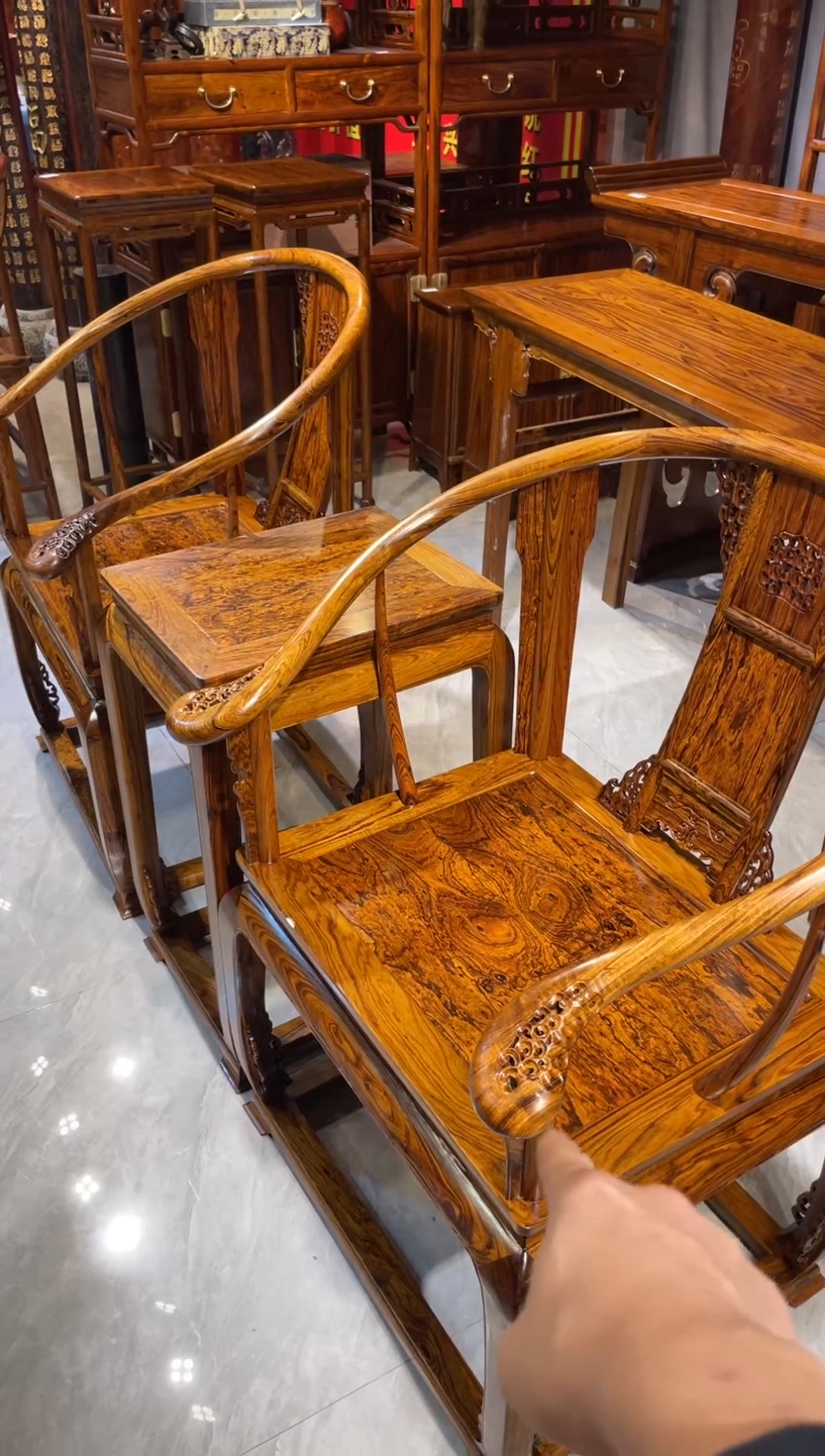 木皇宫椅三件套家具