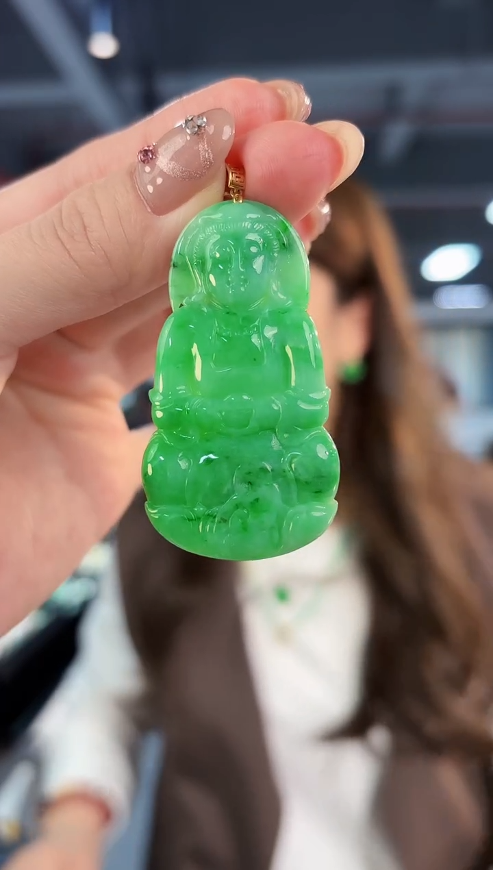 【闪购商品】翡翠颈饰18K金镶嵌缅料A货/支持复检/一件