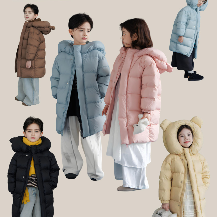 新款儿童羽绒服中长款男女童宝宝过膝加厚洋气白鸭绒可爱冬装外套