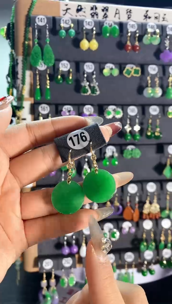 【闪购商品】翡翠耳饰银S925镶嵌176..