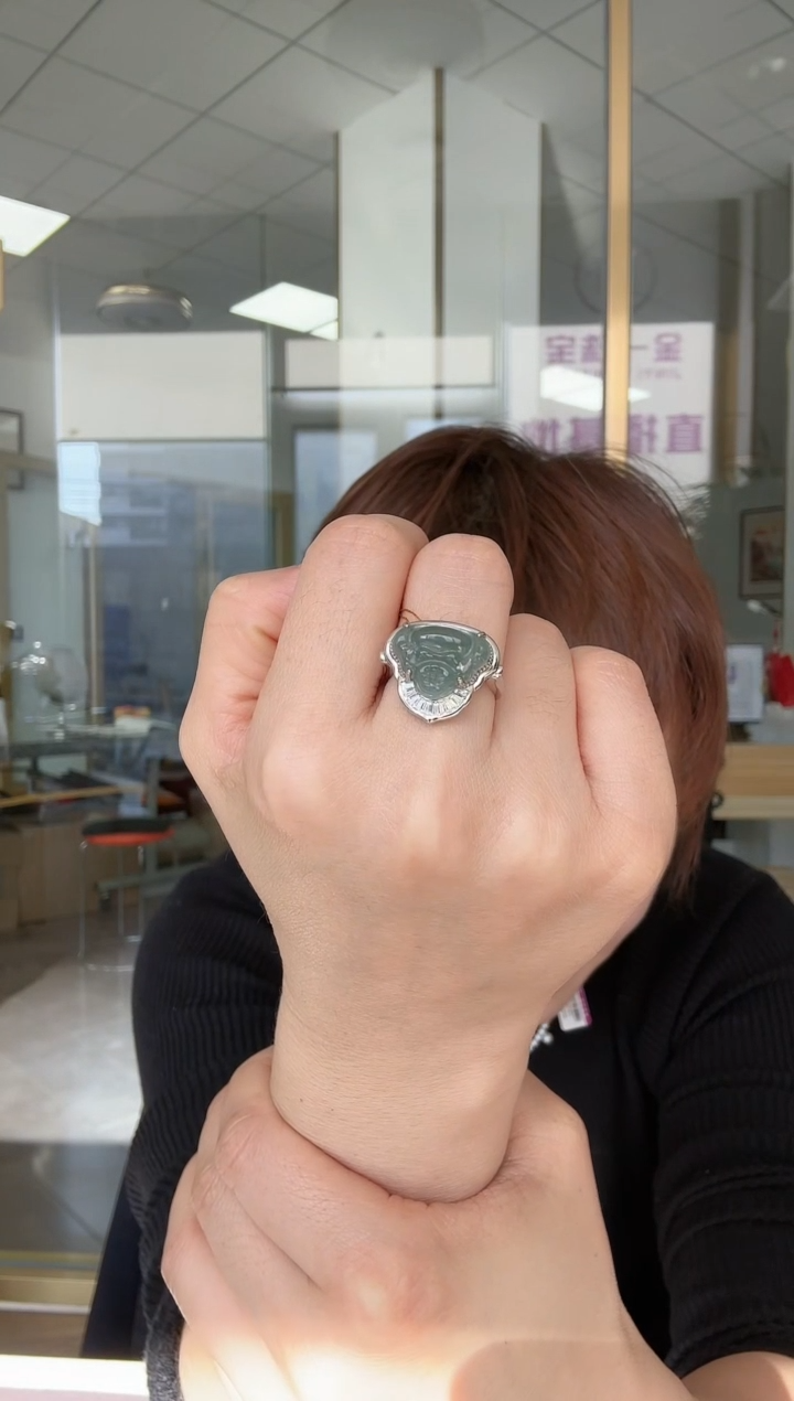 【闪购商品】翡翠戒指银S925镶嵌戒指