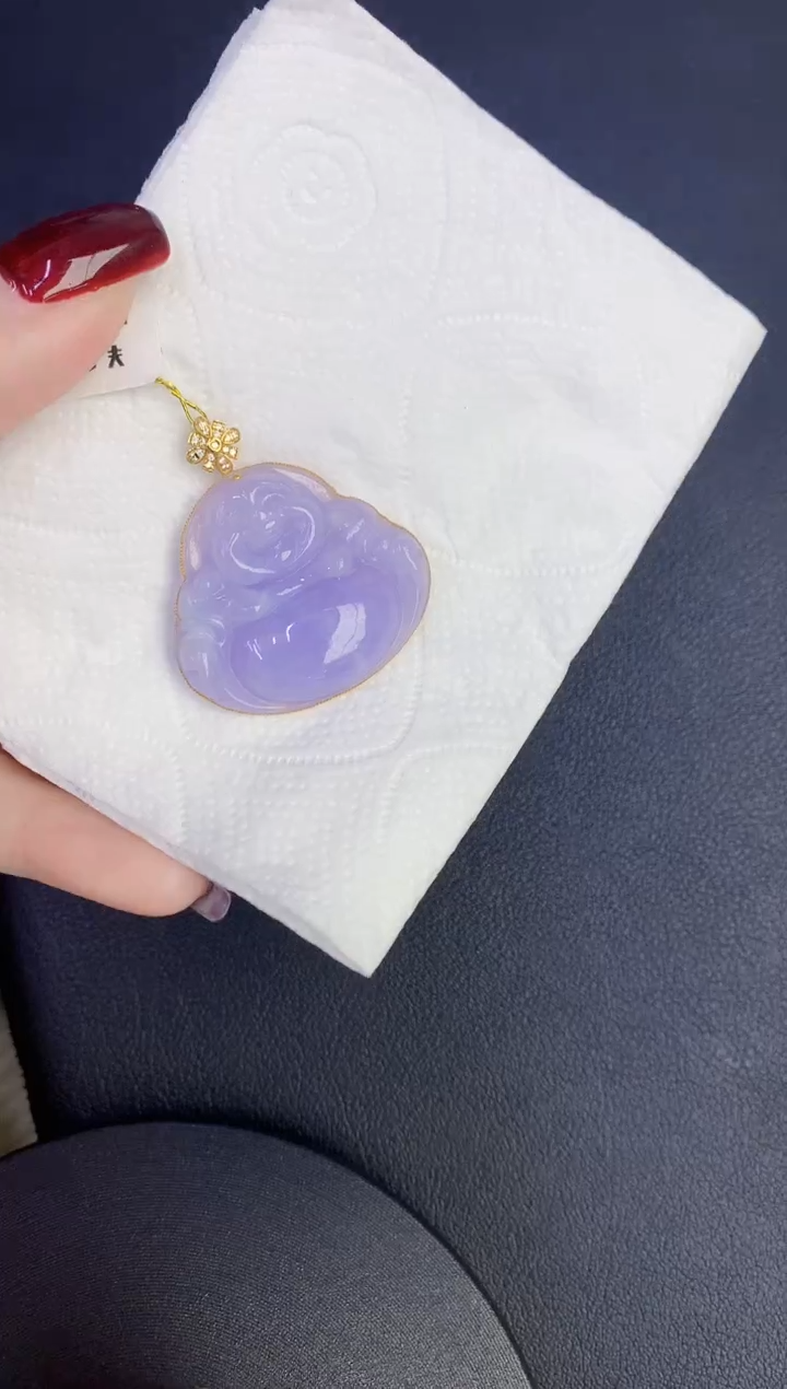 颈饰18K金镶嵌翡翠缅甸天然翡翠A货