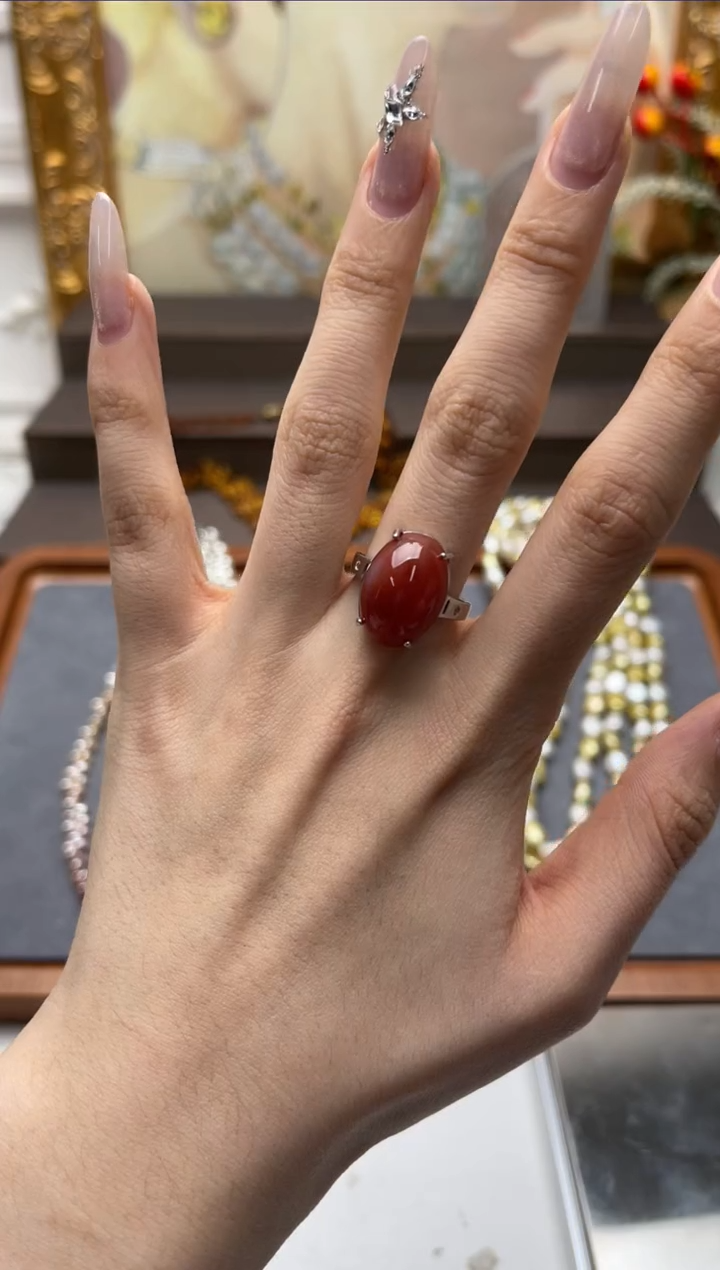 【闪购商品】玛瑙/玉髓戒指银S925镶嵌aj4380