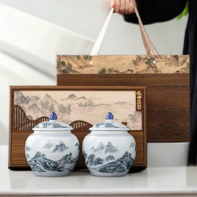 摘头采白毫银针白茶白毫花香蜜香茶汤鲜甜陶瓷礼盒装-悦山