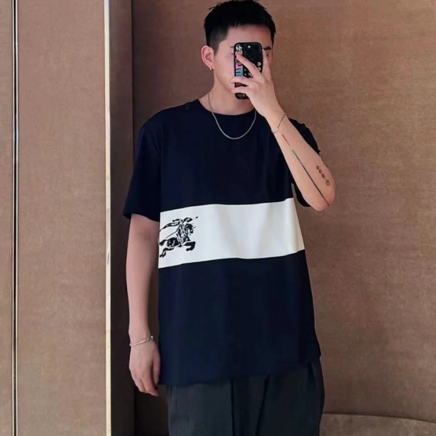 未使用 BURBERRY/博柏利 拼色骑士图案印花圆领短袖T恤149429