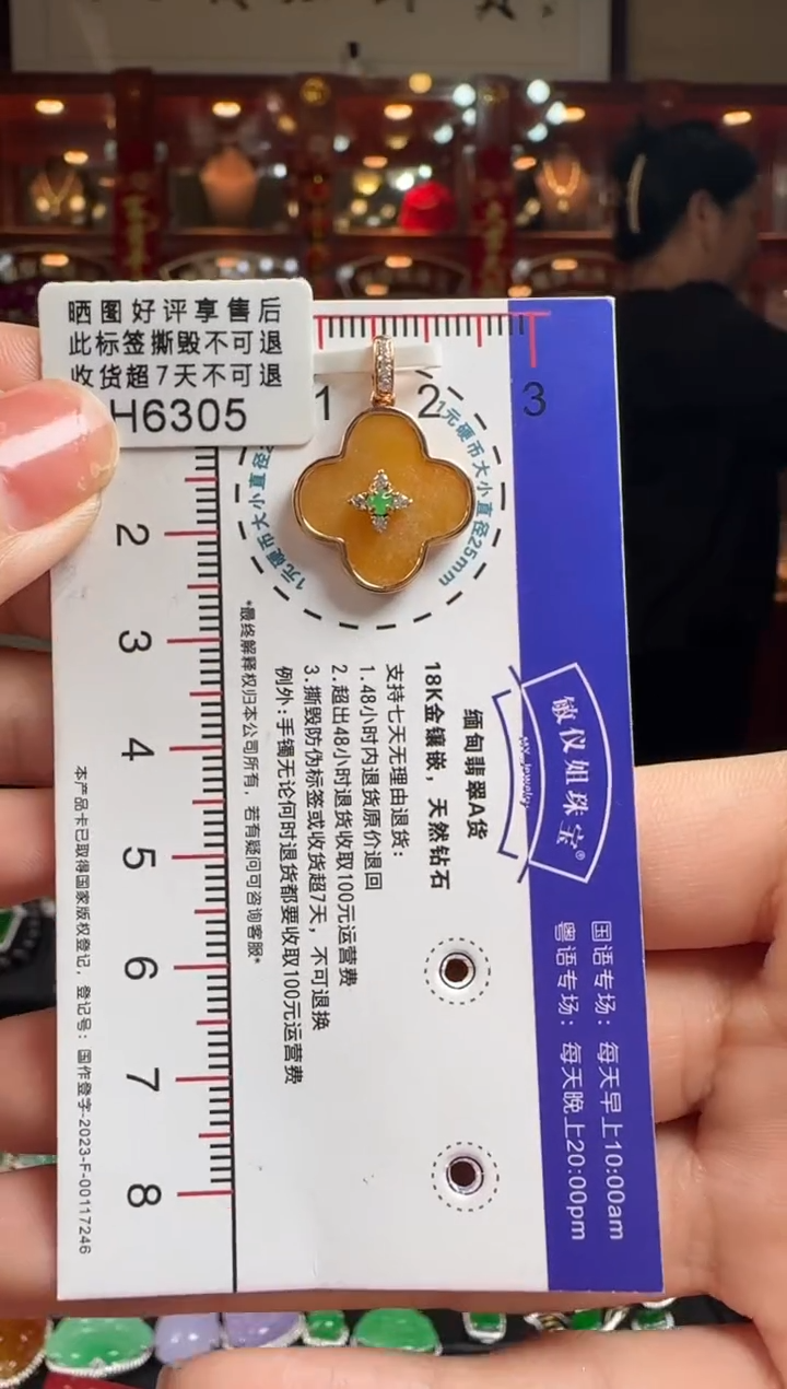 【闪购商品】翡翠颈饰18K金镶嵌H6305四角星