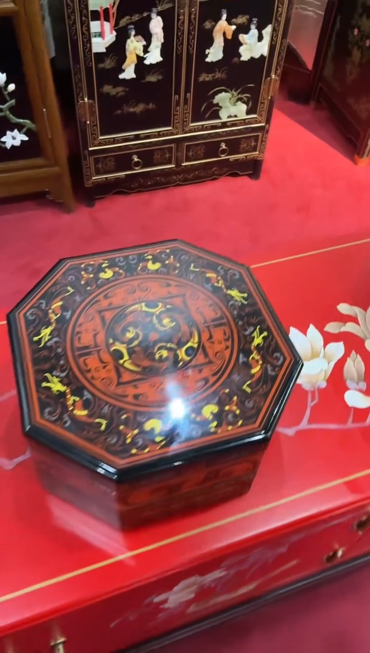 扬州漆器 汉纹果盒手工