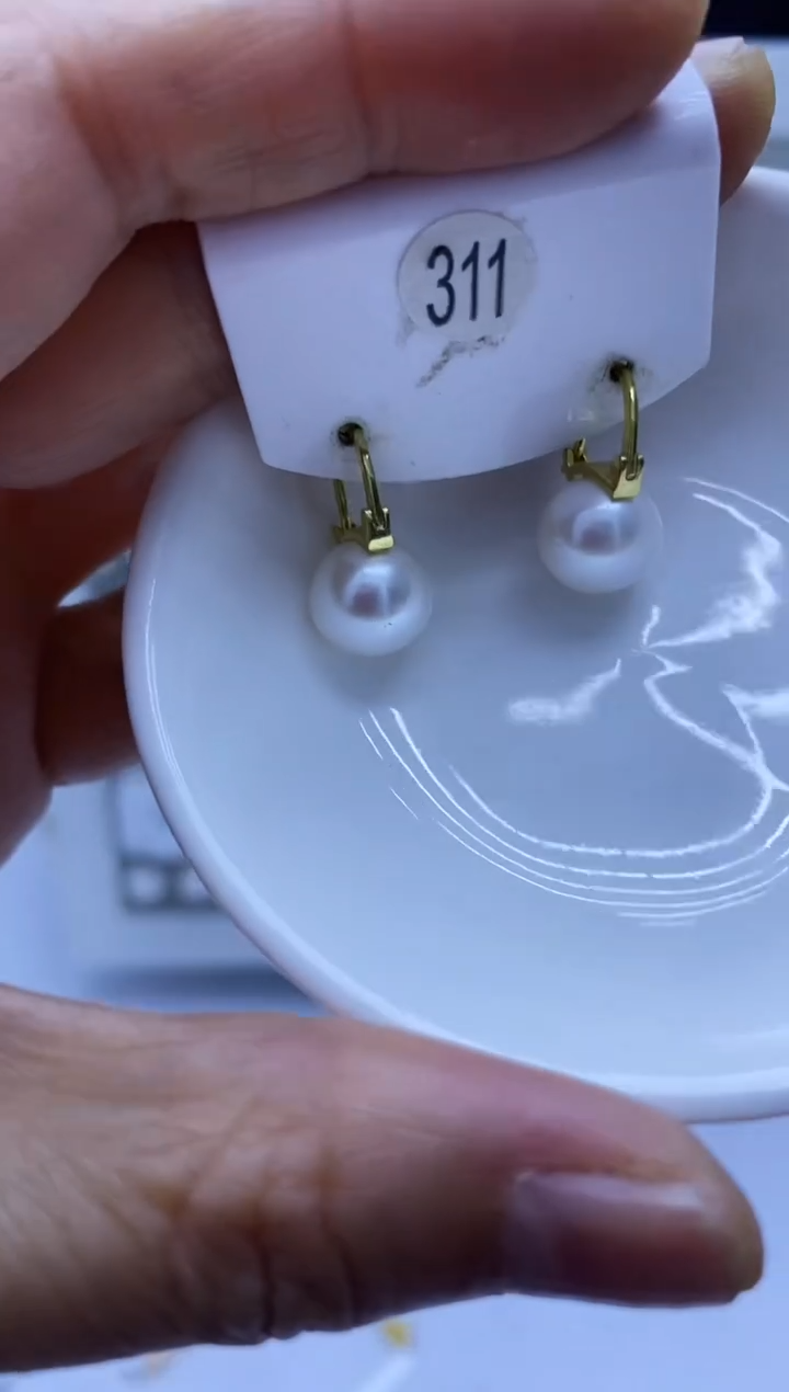 银S925镶嵌耳饰淡水珍珠311