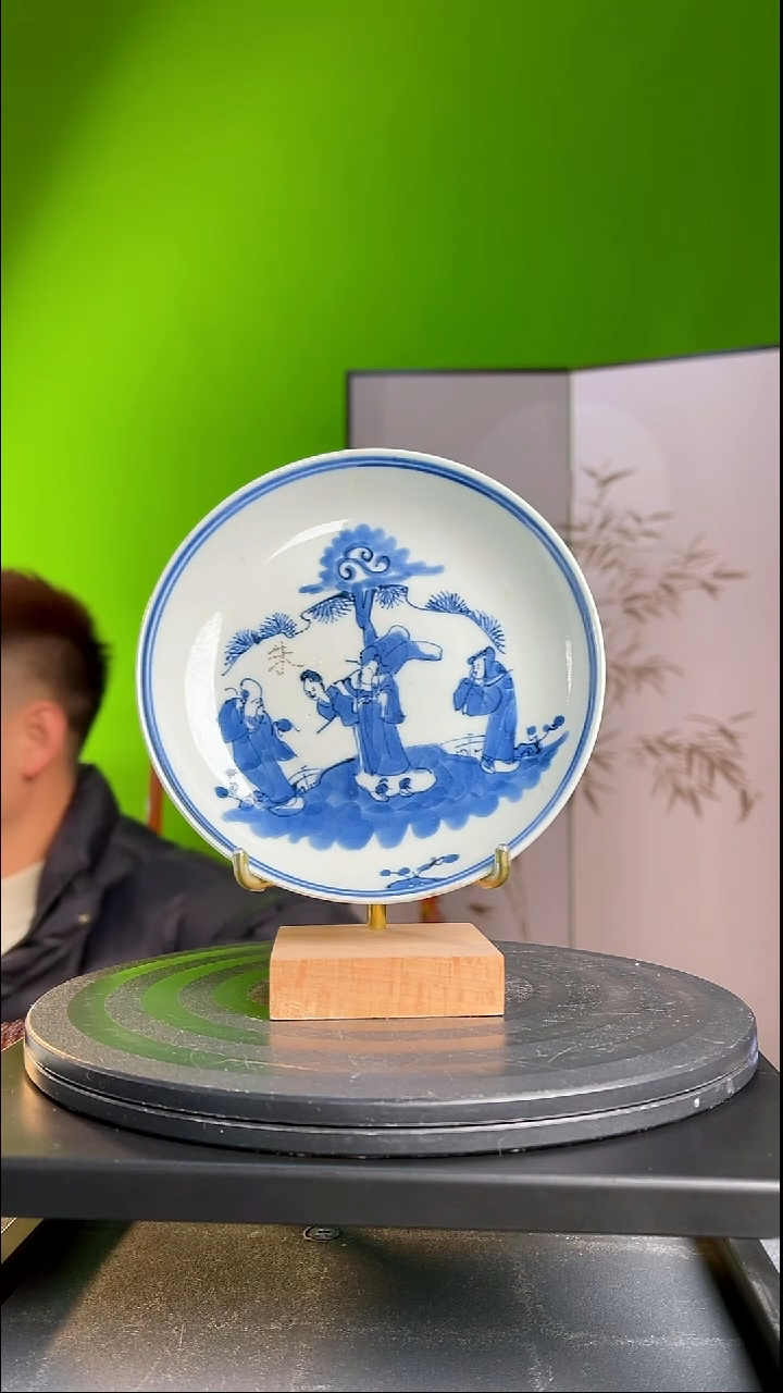 茶器因**你青花人物故事盘