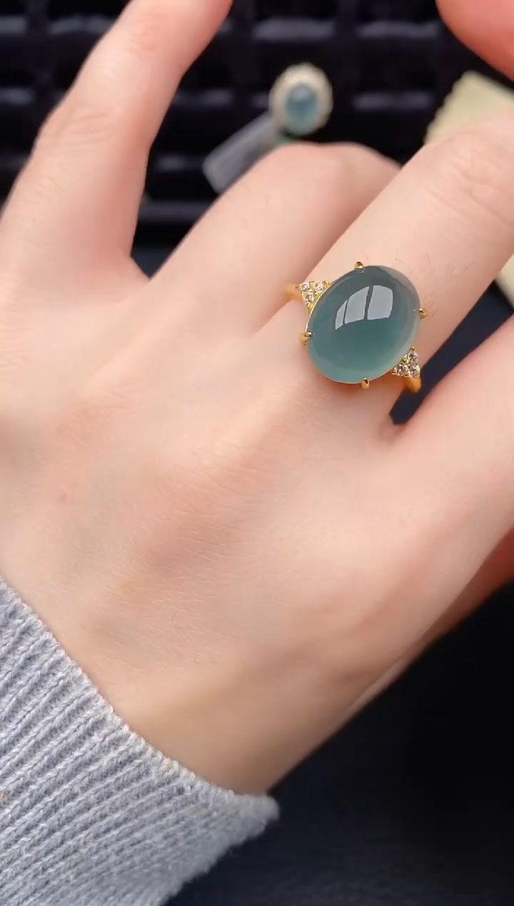 银S925镶嵌戒指翡翠天然a货翡翠230