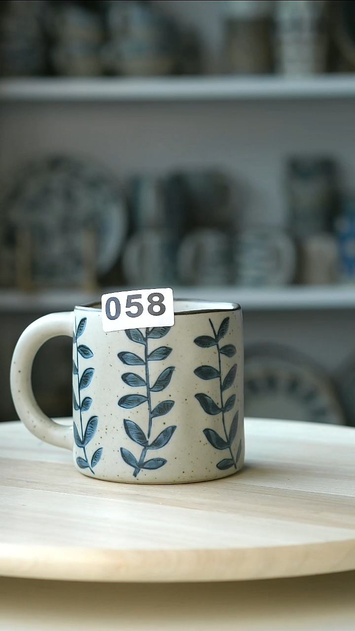 玻璃058粗陶藤蔓马克杯420@4-2@瑕