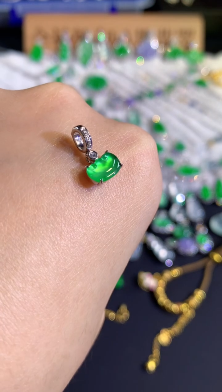 吊坠(不含链)18K金镶嵌翡翠A193|4980