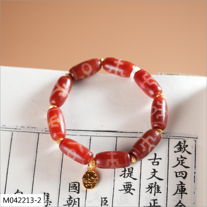 【老掌柜】天珠/红肉贵人天珠玛瑙手串/M042213-2