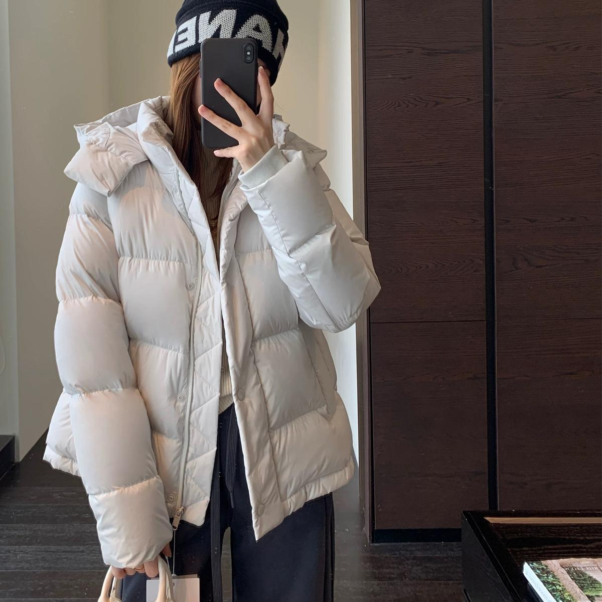 【顶配lulu同款】95白鸭绒五格羽绒服女连帽可拆收腰三防加厚外套冬