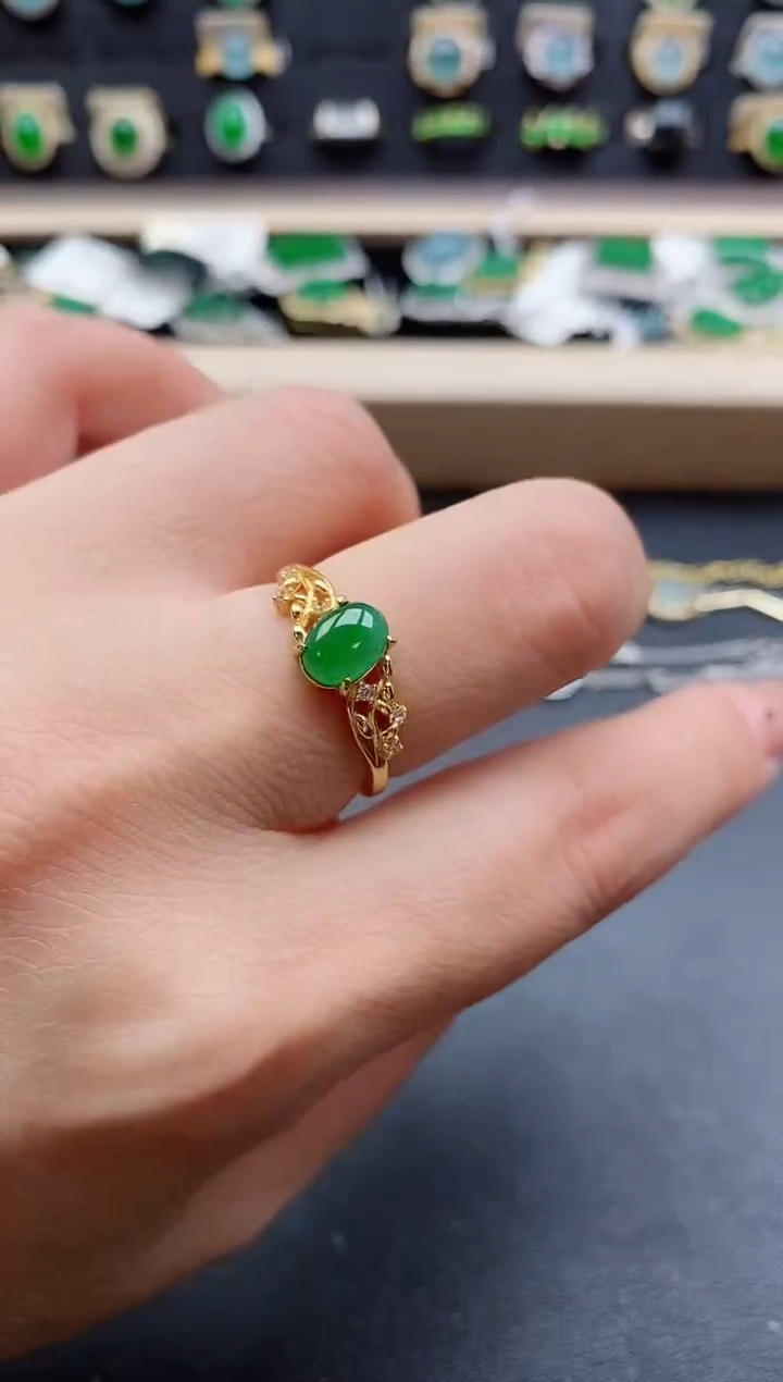 银S925镶嵌戒指翡翠1