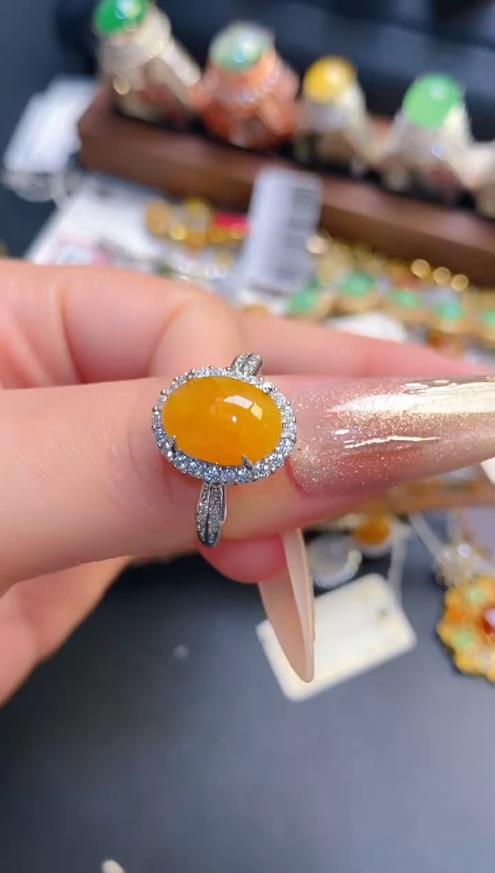 银S925镶嵌戒指翡翠天然