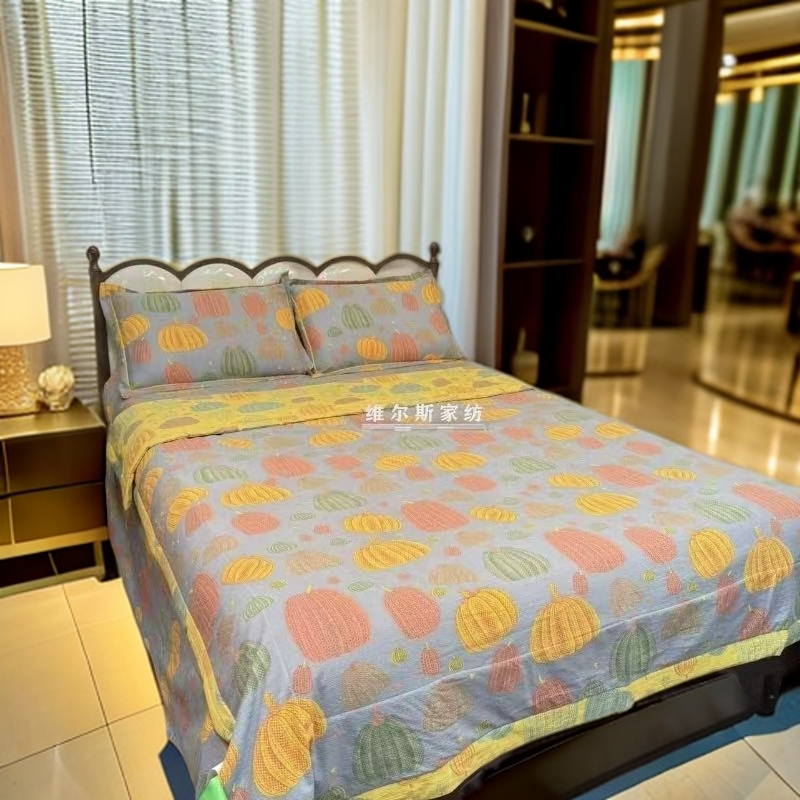 精品双层纱新疆棉夏被四件套--丰收时代