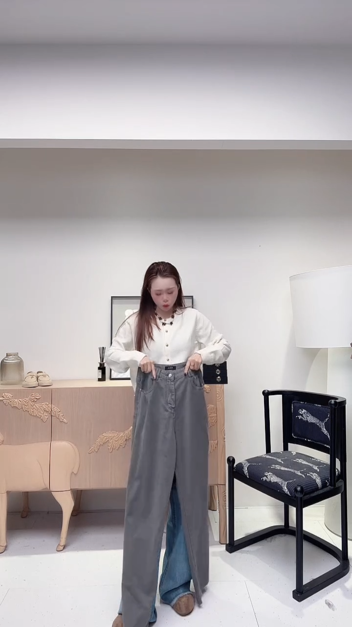 灰色美式经典直筒裤XL码