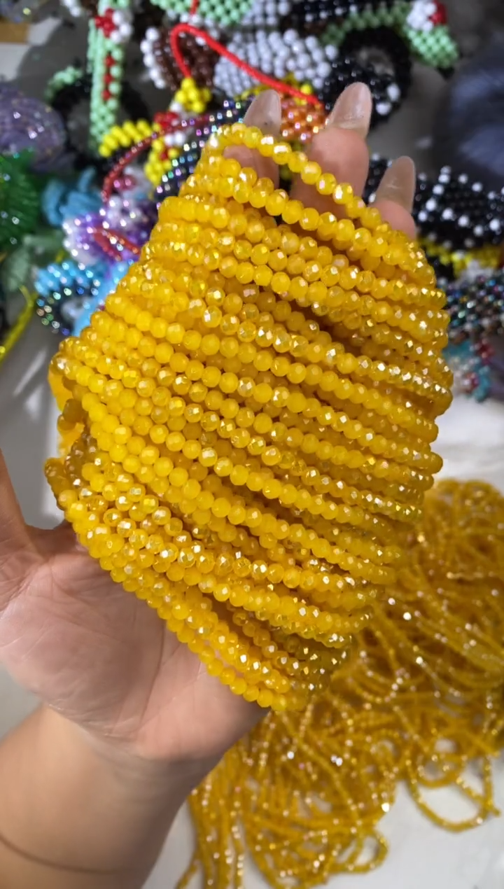 玻璃0647卡4水晶扁10条ab彩蜜蜡黄玉
