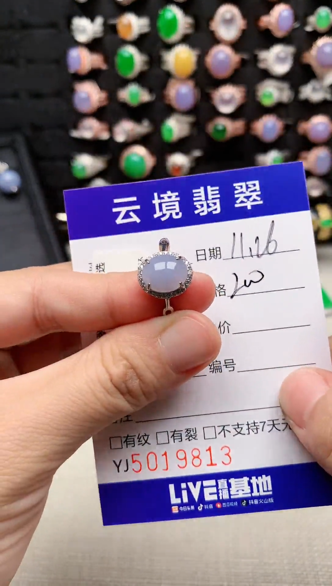 银S925镶嵌戒指翡翠9813