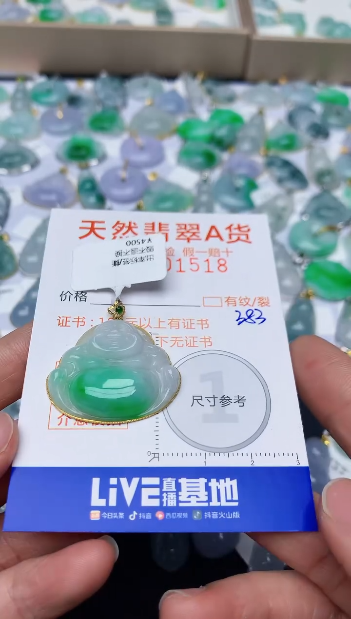 【闪购商品】翡翠颈饰18K金镶嵌天然翡翠A货   