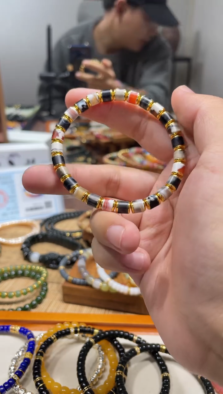 未镶嵌手串玛瑙/玉髓6mm汉堡多宝古珠玛瑙手串