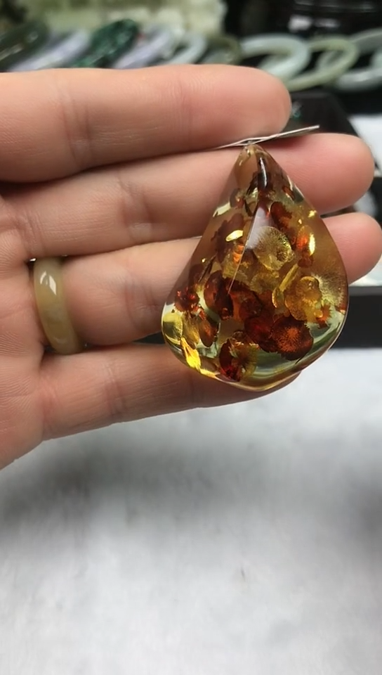 【闪购商品】琥珀（花珀）颈饰未镶嵌吊坠