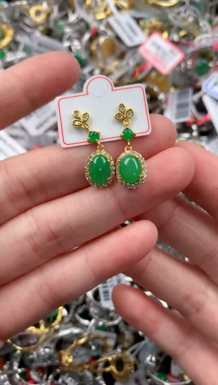 银S925镶嵌戒指翡翠222   10